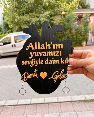 İsme Özel Gelin Damat Anahtar Askılığı