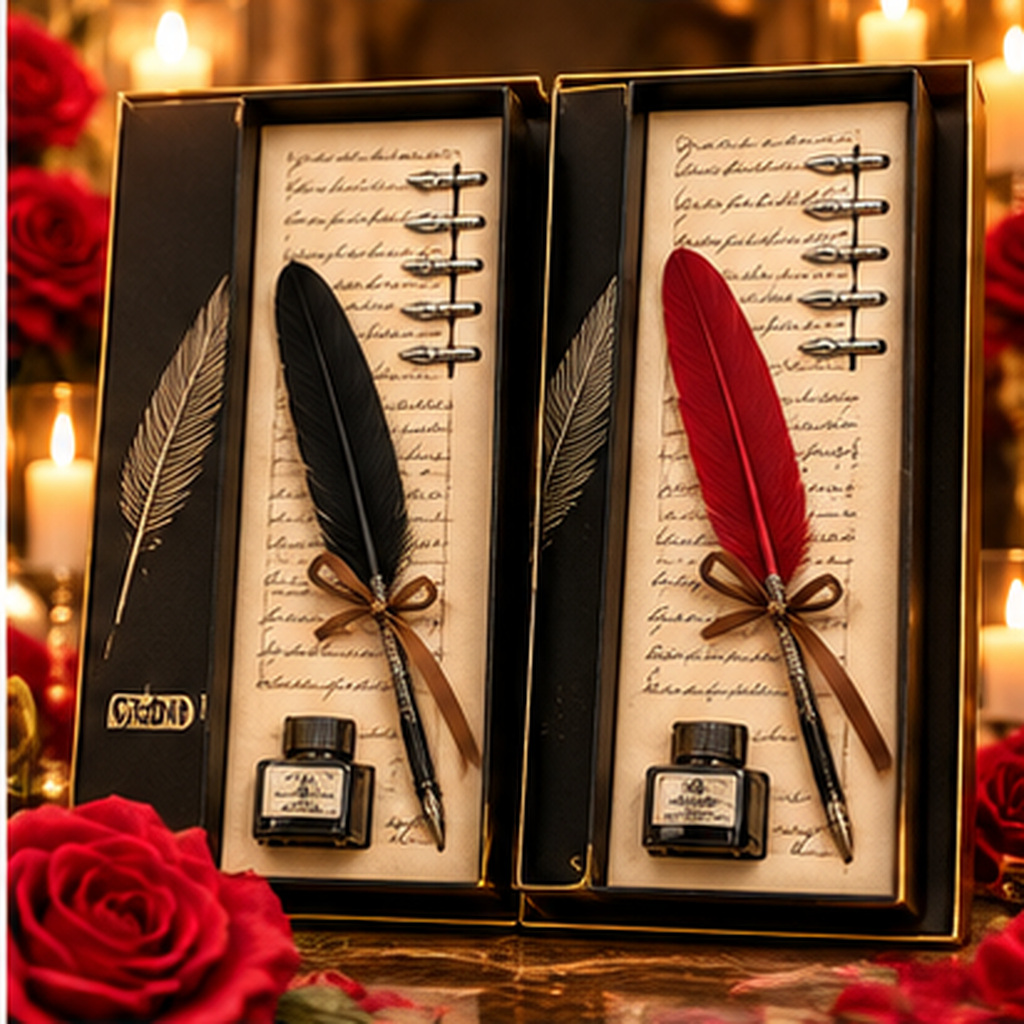 قلم الريشة الملكي الفاخر مع المحبرة – هدية كلاسيكية مميزة - Online Gifts